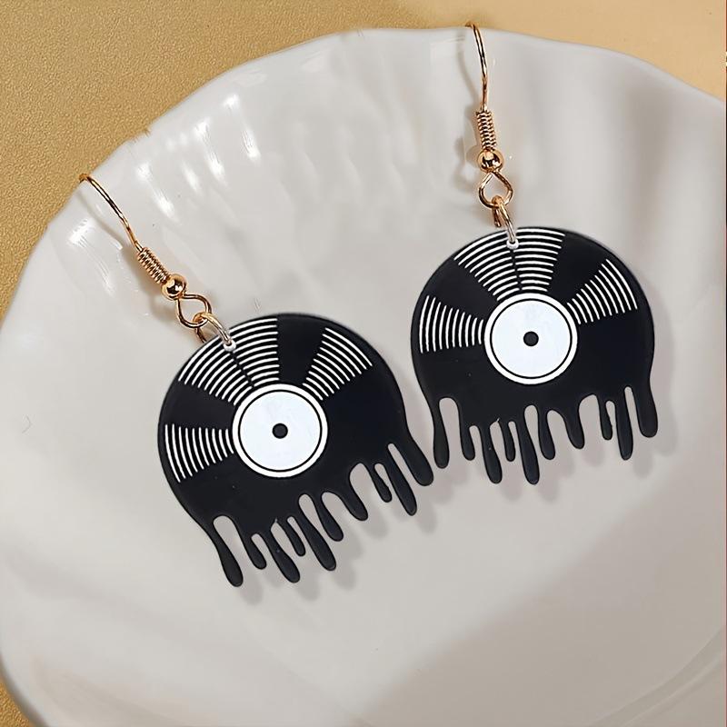 

Нові гарячі продажі Вінілові сережки для музичного фестивалю Сережки Підвіски Аксесуари чорний