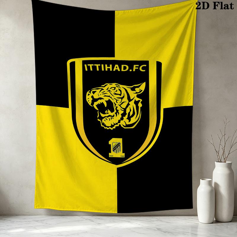 Alittihad Club Wall Tapestry Aesthetic Wall Hanging Printed Fabric Blanket Decorative Tapestries For Bedroom Living Room Home Decor