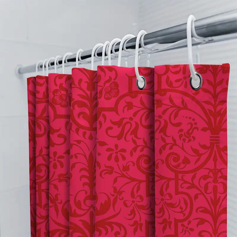Red Damask Shower Curtain Bath Decor Waterproof Fabric Printed Shower Curtains For Bathroom Decoration (White/Black/Yellow) Size