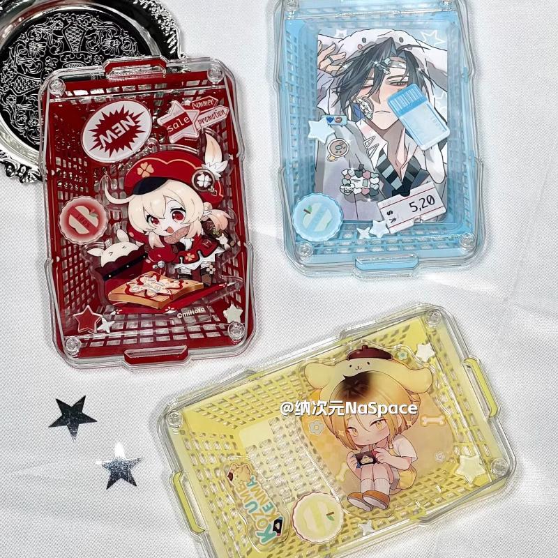 Shopping Basket Acrylic Photo Frame Creative Kpop Card Holder 3 Inch Anime Photocard Protective Case Stylish Card Sleeves 2025