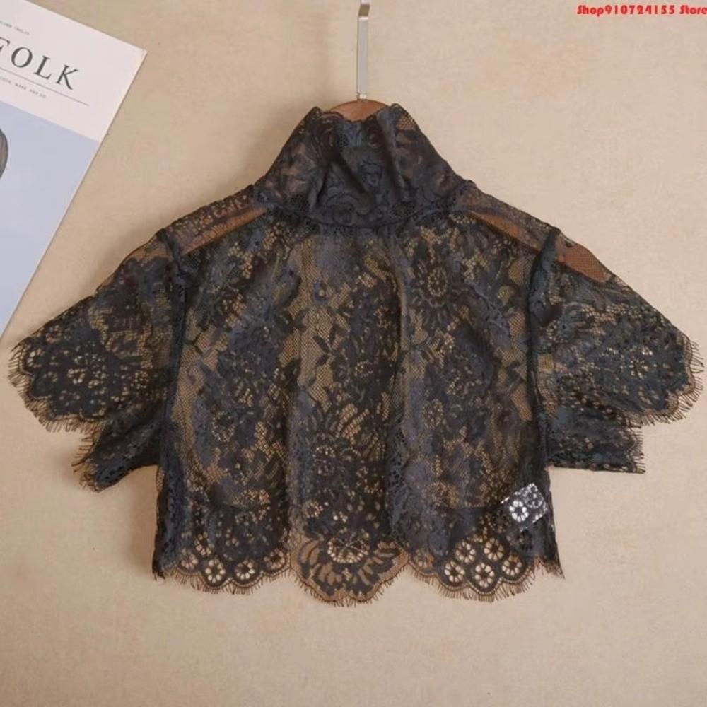 Shawl Wrap Blouse Lace Collar Embroidered Chiffon Removable Collar  Clothing Accessories