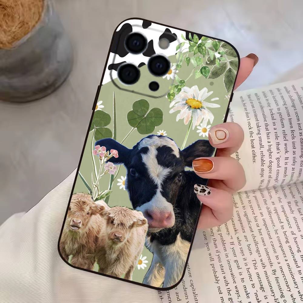 Cartoon C-Cow Cute Phone Case Silicone Soft For IPhone 17 16 15 14 13 12 11 X XR Plus Pro Max Plus