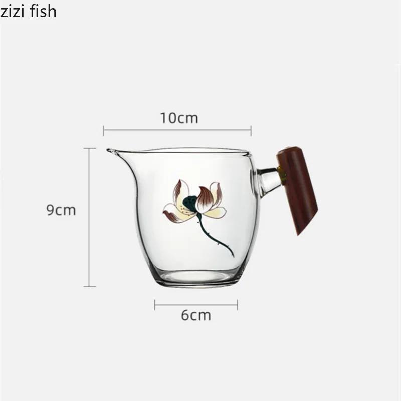 Thickening Glass Teapot Wooden Handle Kettle Justice Cup Kung Fu Tea Set Tea Distributor Teacup Teakettle Water Bottle Teaware