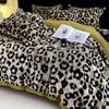 Retro Light Luxury Leopard Print Thickened Rabbit Plush Milk Plush Four-Piece Set A Maternal And Infant Grade Bed Sheet Quilt Cover Bed Hat