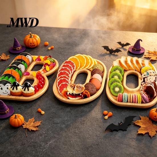 Unique Serving Set 3Pcs Halloween BOO Letters Fruit Tray, Large Fillable Candy Server, Snacks Event Decor Cookies Platter, Spooky Tray for Movie Night