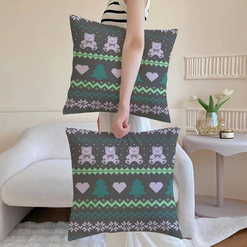 Christmas Spirit Pillow Case Sofa and Living Room Decorative Cushion Covers Dust-proof and Mite-proof Invisible Zipper