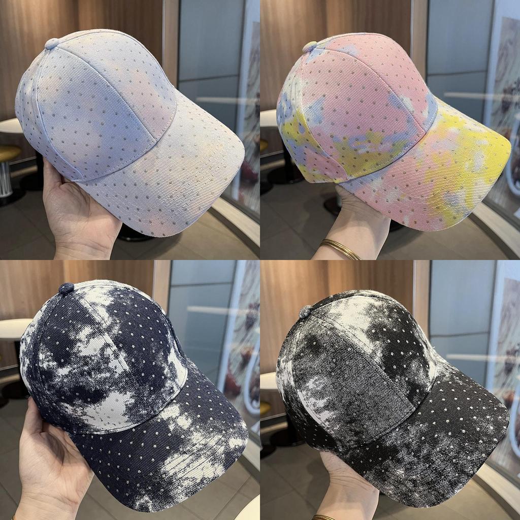 Cotton Baseball Cap With Tiedye Pattern And Sun Protection For Casual Summer Wear