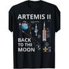 T-shirt Mission Spatiale Artemis II - 2026 S-L S Impression Fusée & Atterrissage Lunaire, Col Rond Chemise Décontractée Convient pour un Port Annuel, Lavable en Machine