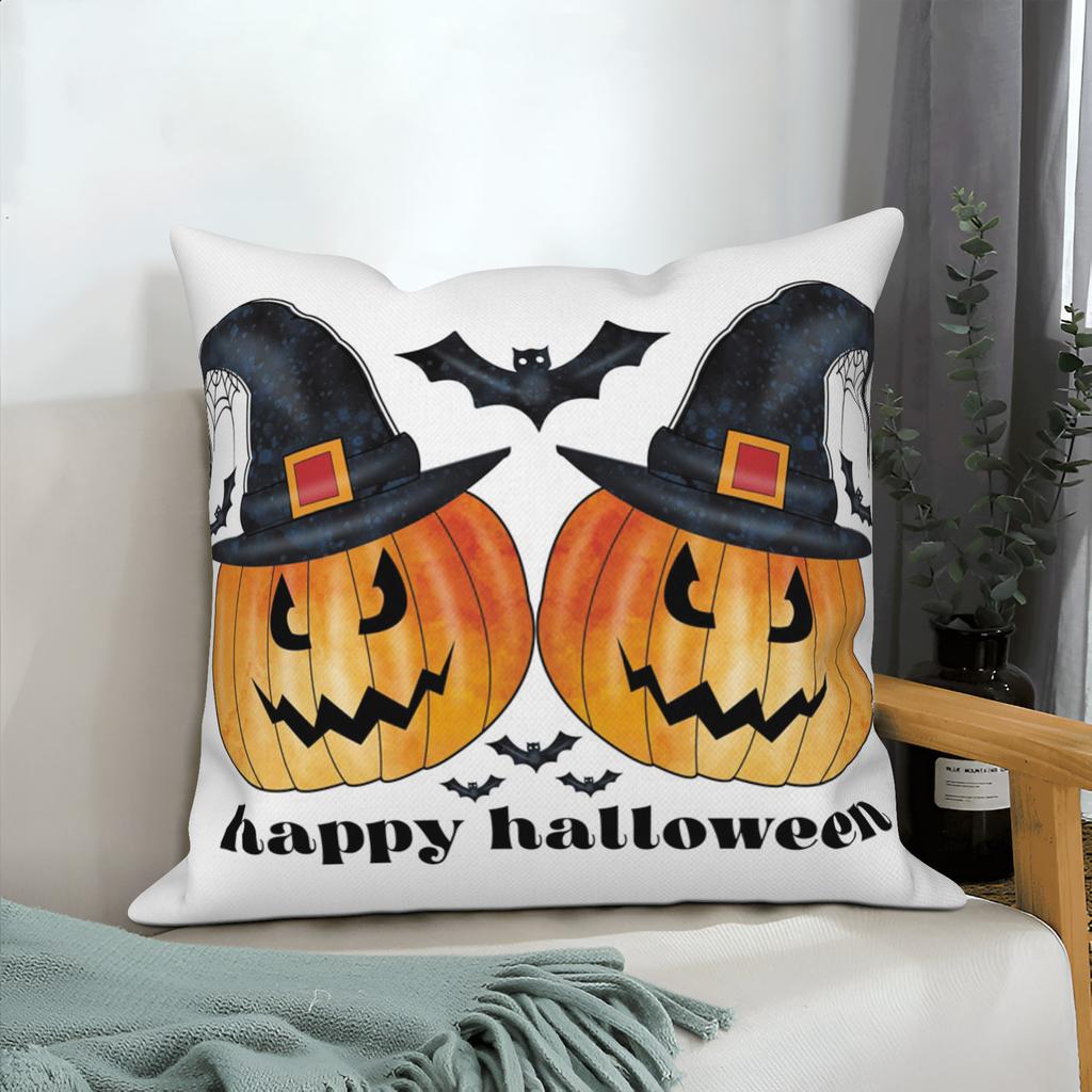 Halloween Throw Pillow Covers Pumpkin Ghost Witchy Linen Sofa Bed Pillowcase Square Cushion Cover Spooky Halloween Party Decor