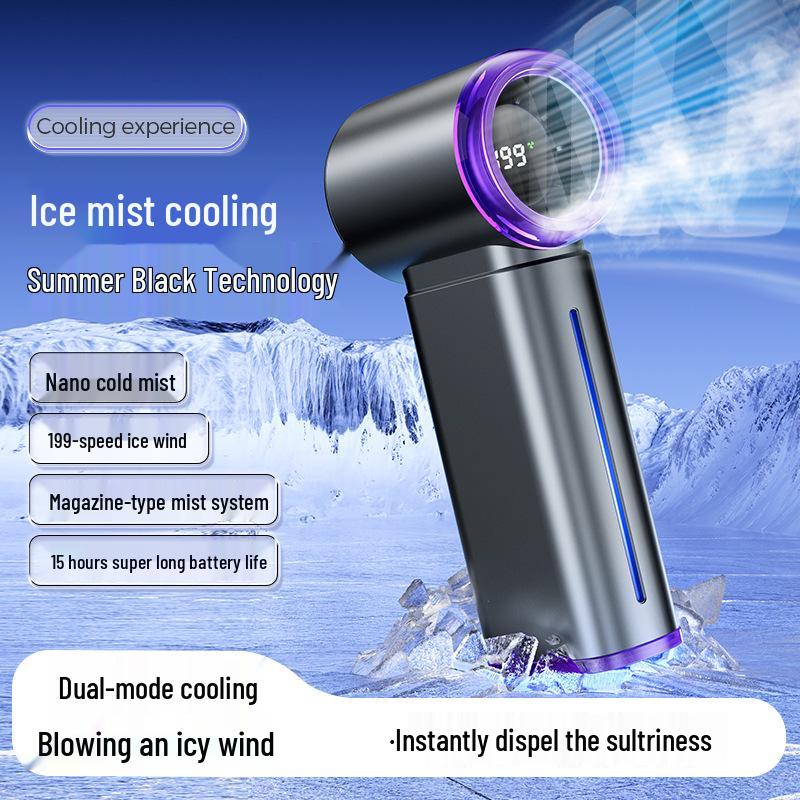 High-Speed Handheld Cooling Fan with USB Charging and Digital Display