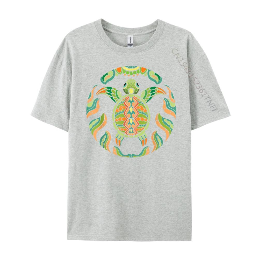 Ethnic Blue Turtle Hawaiian Tribal Animal Sea Beach Mens Shirts Graphic Tee White T Shirt Men's Clothing