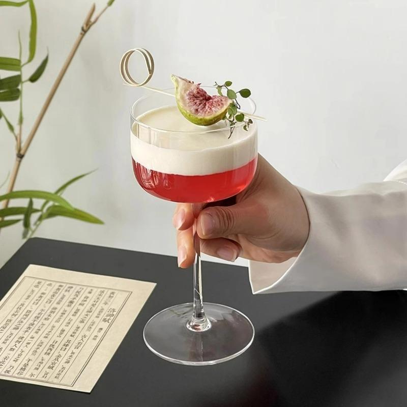 Japanese Style Thin Cocktail Glasses Cups Atmosphere High-foot Glass Square Champagne Cup Transparent Cocktail Glass Cups
