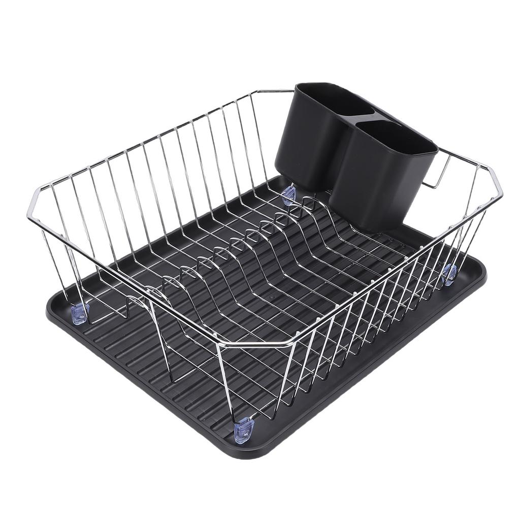 Dish Drying Rack Iron Dish Drainer Rack with Utensil Holder for Kitchen Counter Sink Spoons and Forks