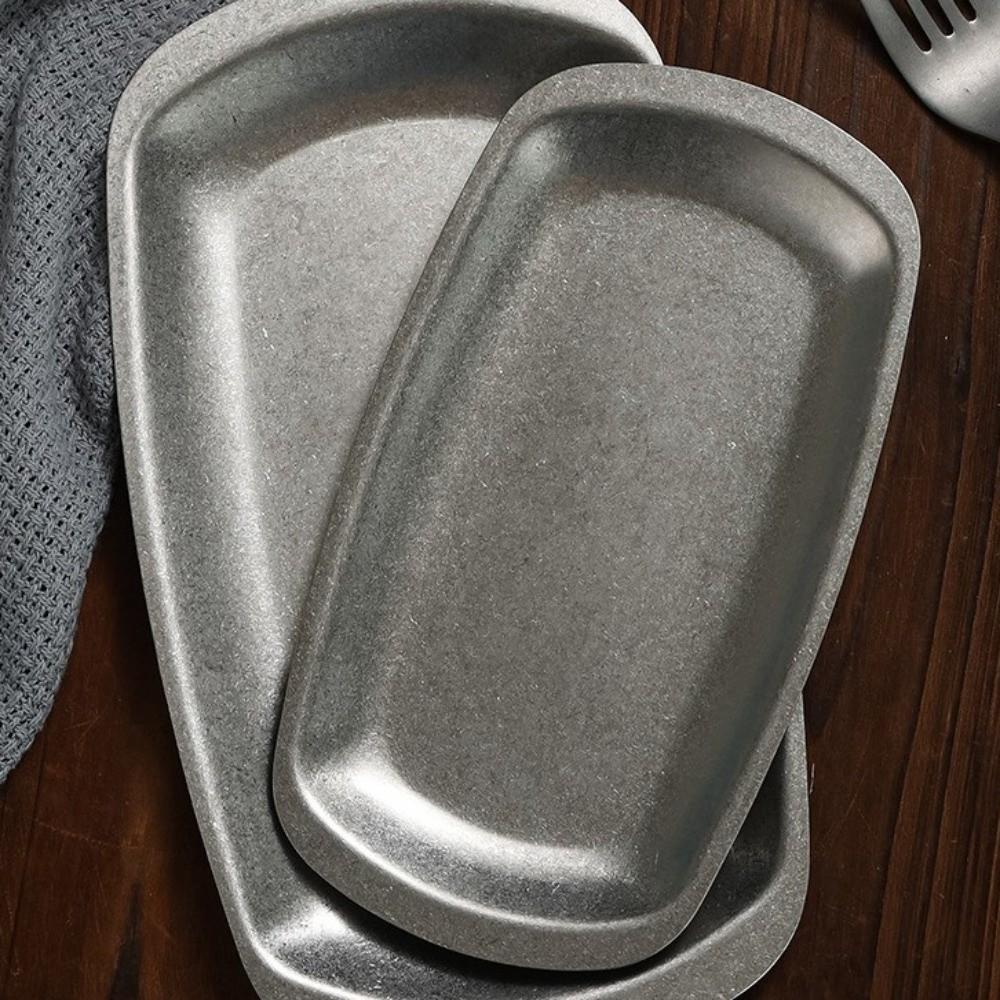 Stainless Steel Dinner Plate Retro Style Steak Plates Fruit Dish Buffet Plates  Restaurant