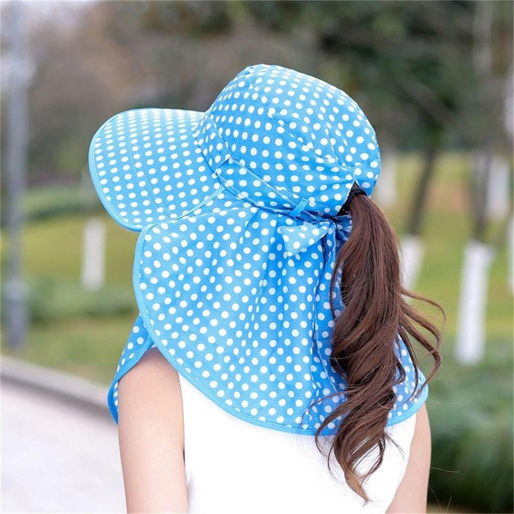 Wide Brim Beach Cap Face And Neck Sun Hat Fashion Tea Picking Cap  Women's