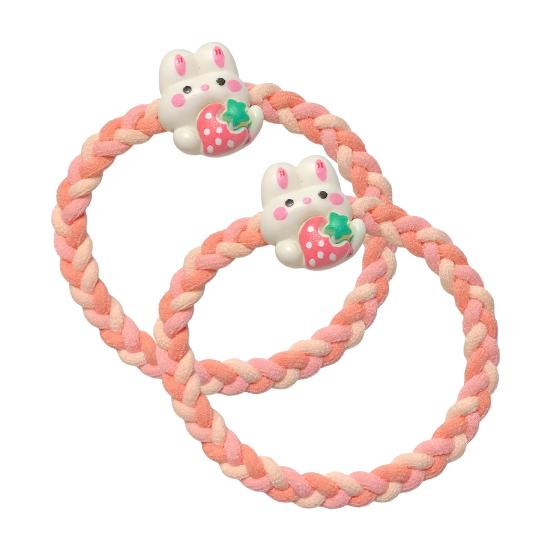

2Pcs Hair Tie Soft Braided Elastic Hair Bands with Cartoon Resin Animal Accessories Non-Scratching Girls Kids Ponytail F