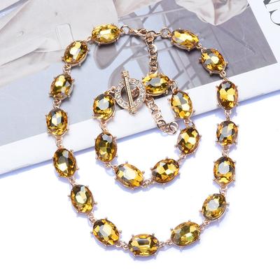 Retro Super Flash Strass Dekorative Halskette Damenmode Temperament Kristall Kurze Schlüsselbeinkette Halskette Damenaccessoires