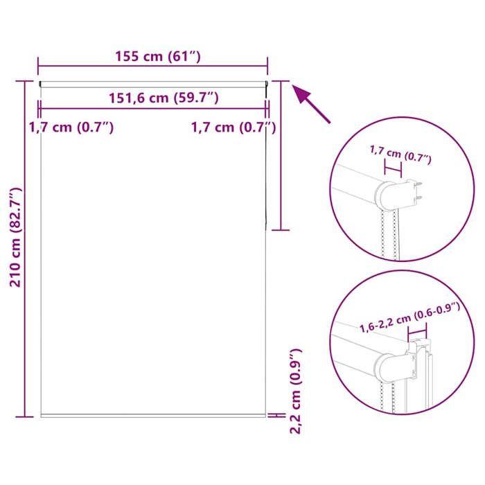VidaXL Store enrouleur occultant blanc cassé 155x210 cm largeur tissu, store de jour et de nuit, store de cuisine, store 4011711