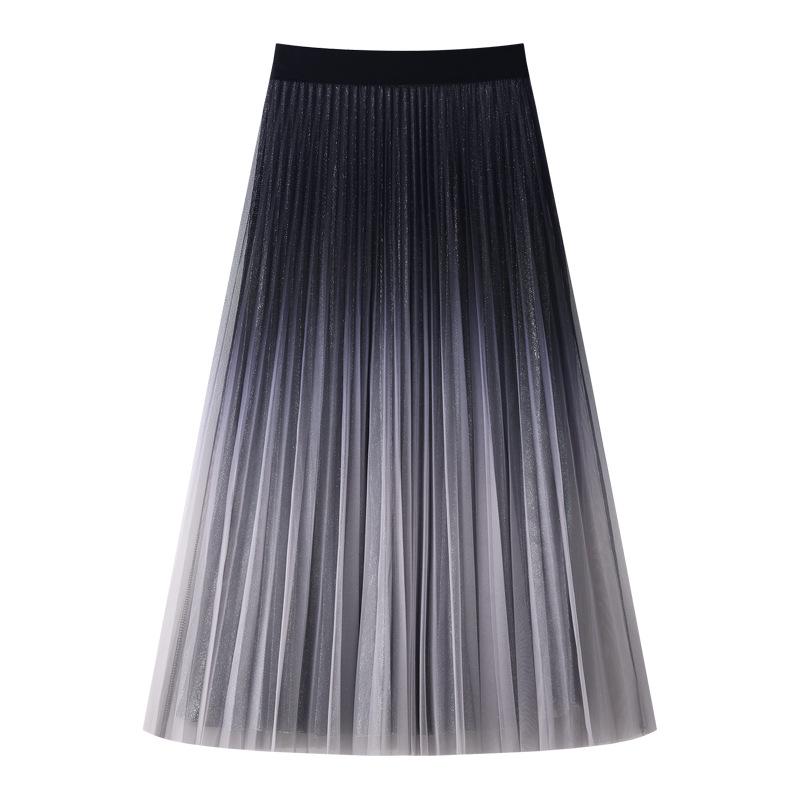 

Black & White Gradient Pleated A-Line Midi Skirt - Women s 2025 Spring/Autumn Collection Small кавовий