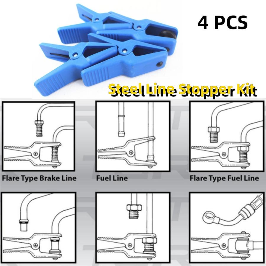 Universal 4 stk. Stållinjestoppersett passer til drivstoffskinner/linjer Stålbremsedrivstoff og A/C-ledninger