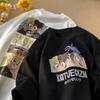 Cartoon Print Oversized Heavyweight Cotton T-Shirt - Summer Loose Fit Short Sleeve
