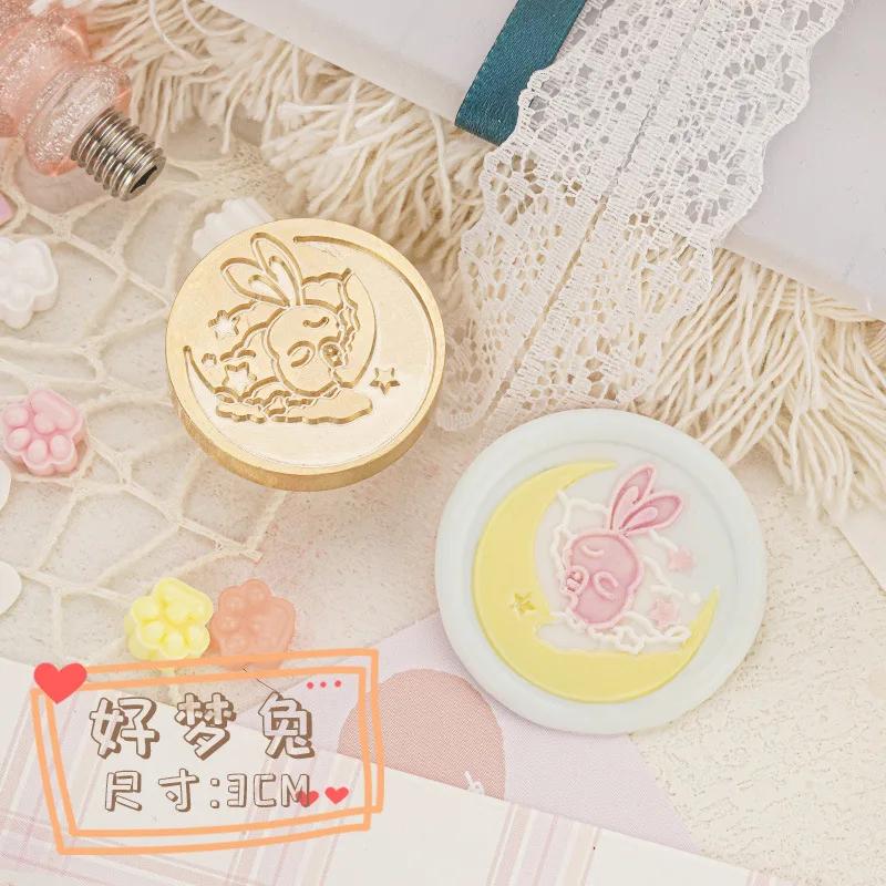 Cute Cat Rabbit Series Wax Seal Brass Carved Wax Stamp Head DIY Hand Wedding Invitation Decoration for Card Making Wax Seal