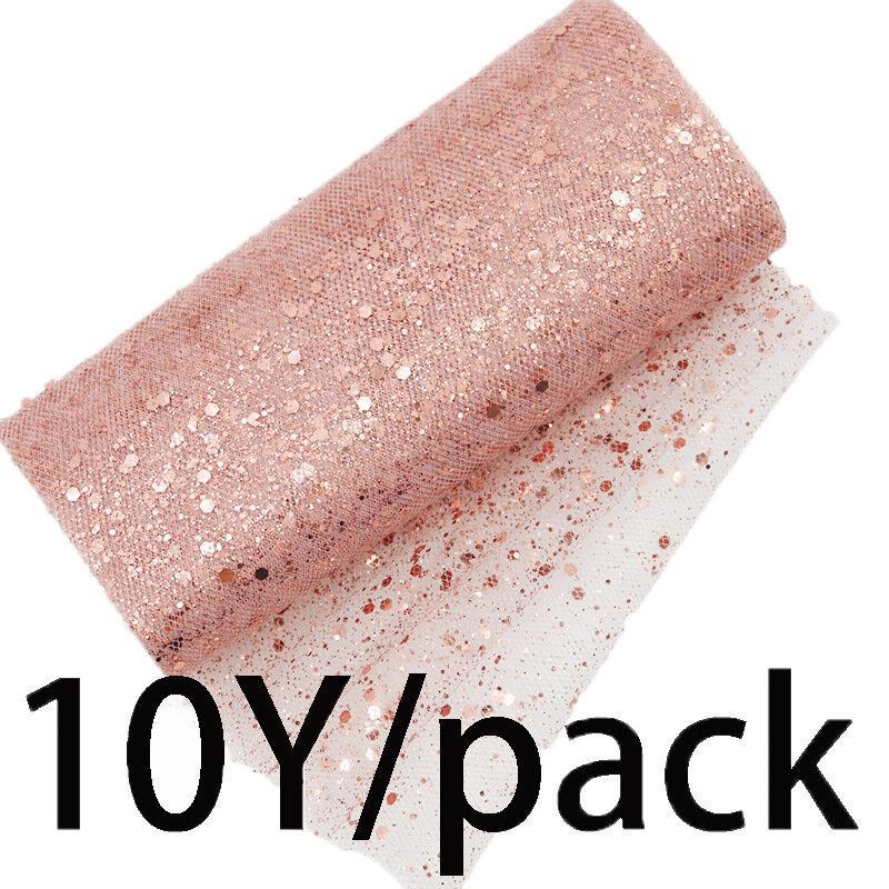 (10 yards/roll) 15cm Width Mesh Christmas Powder Fine Fragment Bouquet Packaging Festival Celebration Ribbon DIY