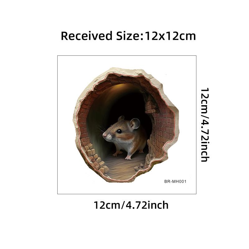 

Креативные 3D реалистичные наклейки на стену в виде мышиной норы, самоклеящиеся наклейки на плинтус для детской комнаты, гостиной, спальни 12x12CM