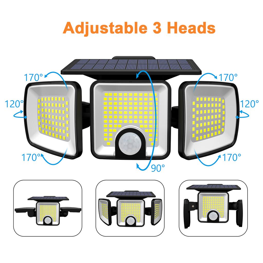 Flood Lights Outdoor Solar Lights with Motion Sensor 223 LED Security Light Waterproof LED Floodlight for Yard Garage Garden