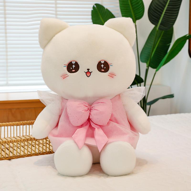Plush Cat Toy Doll Bow Dress Kitty Stuffed Animal Cartoon Home Ornament Gift