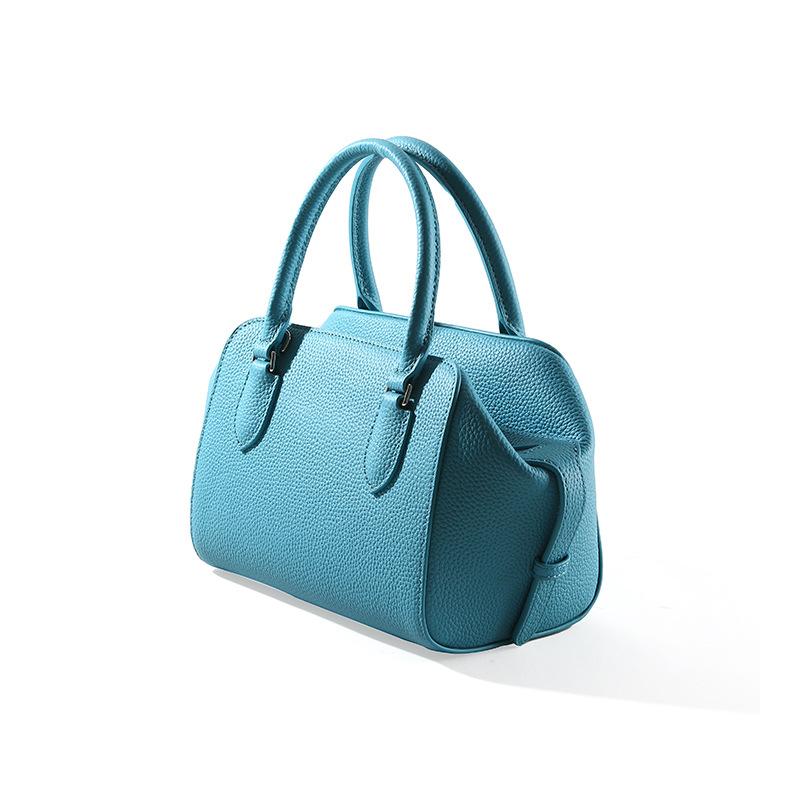 

Женская сумка из натуральной кожи, большая вместительная сумка на молнии, сумка через плечо, модная сумка-бостон синий