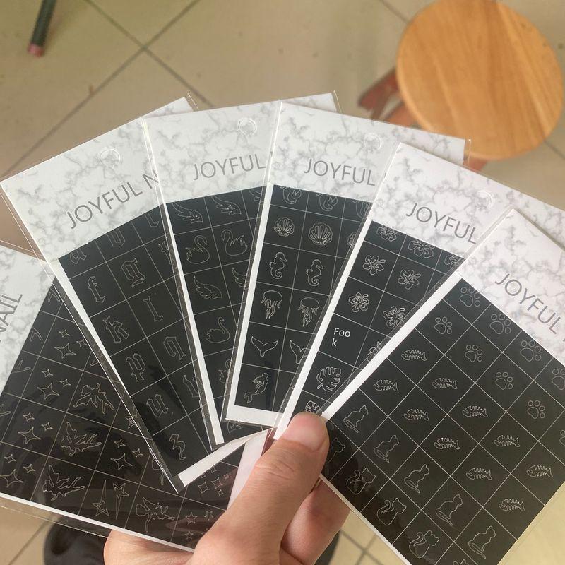 

New Arrival French Nail Sticker Cut Out Pat Spray Painting Auxiliary Nail Sticker Manicure Professional Flower Leaf English [6 French stickers] h385 series