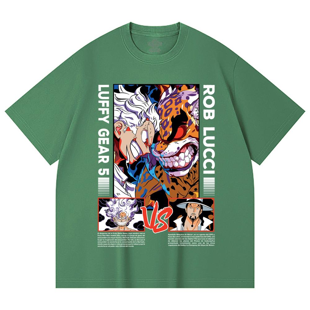 230 Gsm 100% Cotton One Piece V49 Luffy Lucci Print Unisex Heavy Cotton T Shirt