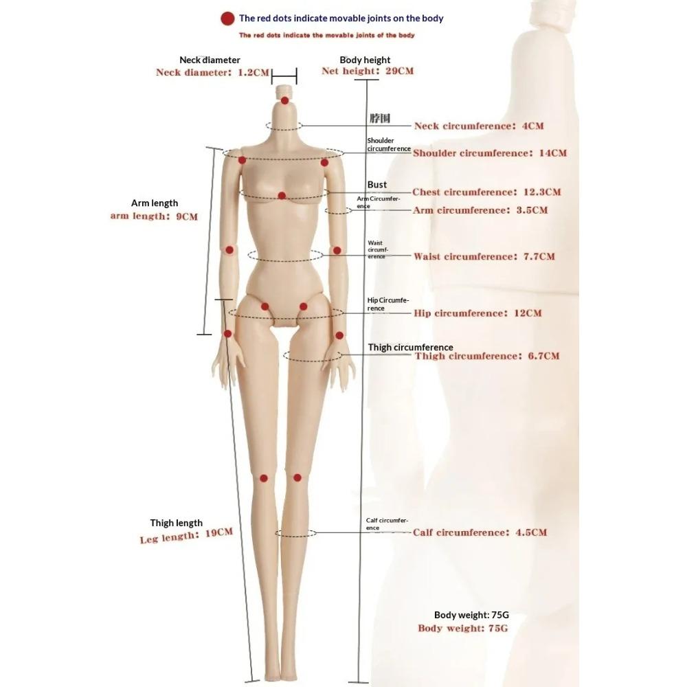 Corpo de Boneca Super Modelo 1/6 Articulações Móveis Boneca Sólida Unhas Longas 30cm Corpo de Reposição Para Cabeças de Boneca FR/IT