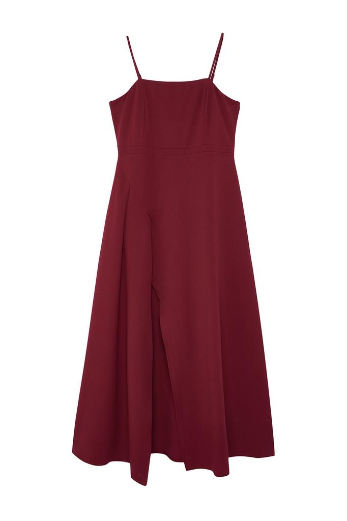 Women's Style Plus Size Black Woven Thin Strap Evening Dress