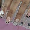 30-Piece Set: Handmade Almond Nails with 3D Flowers, Butterflies & Pearls