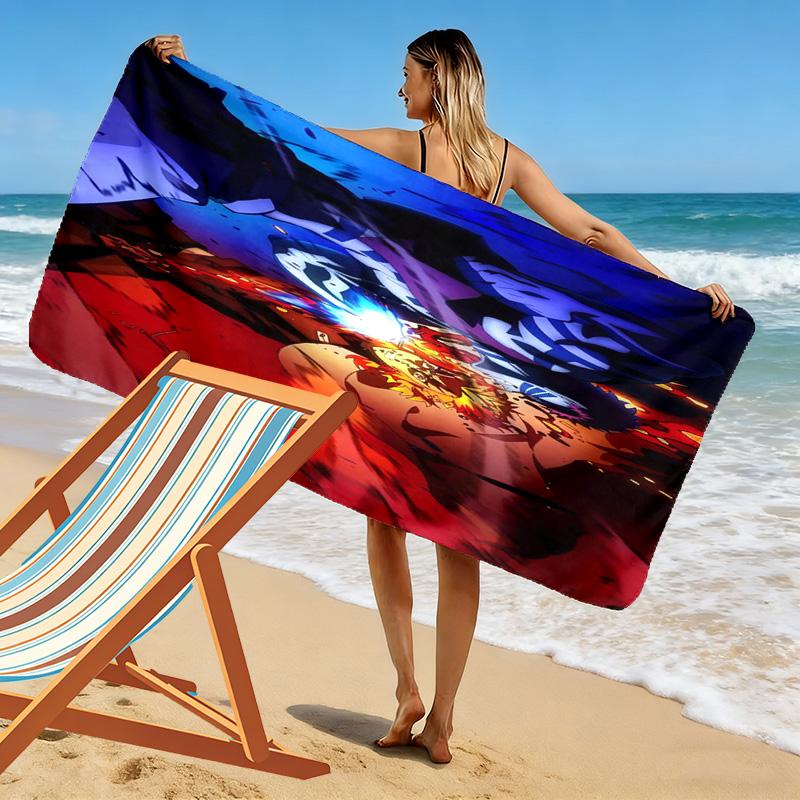 Dynamic Demon Slayer Art beach towel Outdoor camping Portable for travel quickdrying swim towel swim Absorbent bath towel Comfort printing