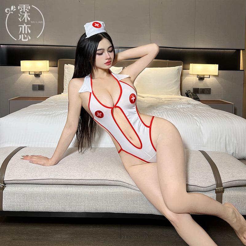 Sex Underwear Uniform Temptation Neck Show Breast Free Siamese Nurse Cosplay Sexy Sex Clothes