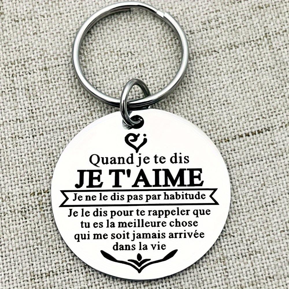 German Russian Spanish Stainless Steel Keychain Commemorative Blessing Stainless Steel Keychain for Mothers Day and Fathers Day Backpack Bag Pendant