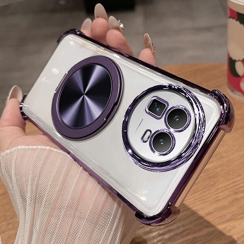 For Realme GT8 Pro Case Soft Clear Luxury Plating Magnetic Bracket Protection Phone Cover For Realme GT8 Shell Shockproof Bumper