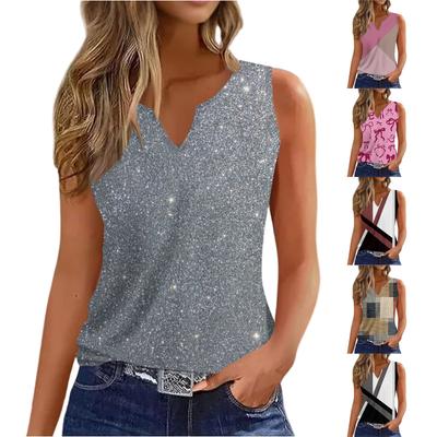 Women's Fashion Casual Vest Sleeveless V-Neck Pullover T-Shirt Tops