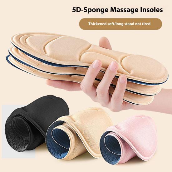 Unisex 5D Sponge Puff Sports Insoles Soft Absorption Pads Massage Insoles Arch Support Orthopedic Inserts for Running Basketball