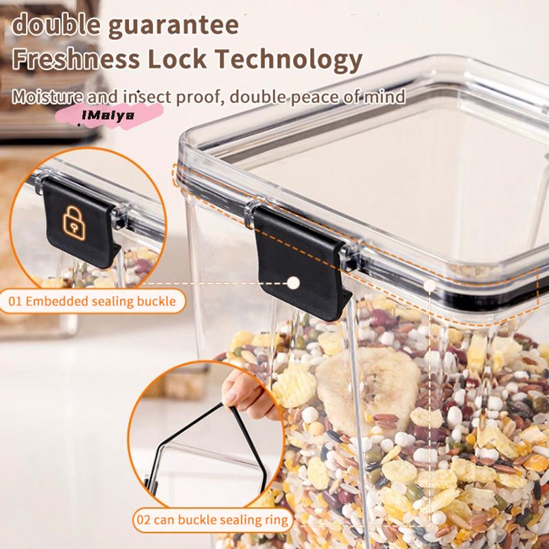 M-1Pc Airtight Plastic Food Storage Container Transparent Cereal Candy Jar With Lid Fridge Storage Box Kitchen