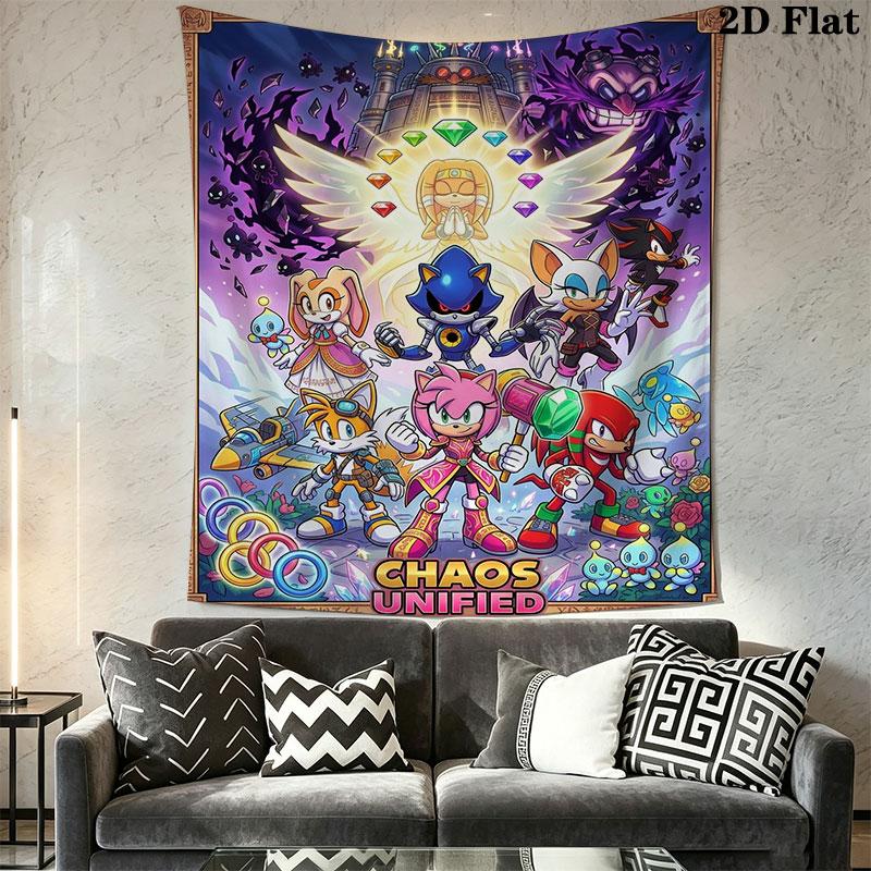 Hedgehog Sonic Burst Wall Hanging Printed Fabric Blanket Decorative Tapestries for Bedroom Living Room Home Decor