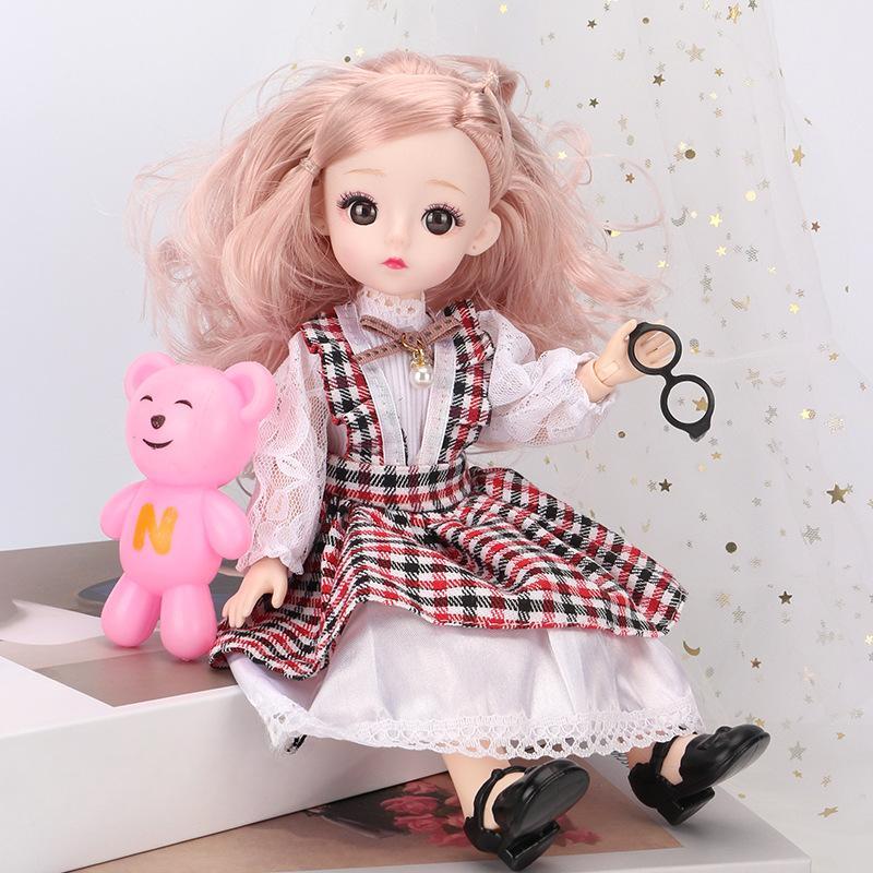 Mini muñeca articulada móvil de 30CM para niñas, juguete 3D con ojos grandes, trajes completos de princesa, colección de vestidos, regalo para niños