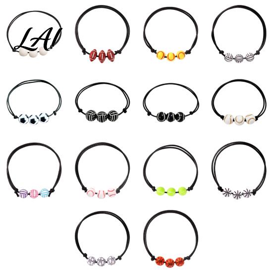 Youth Athlete Jewelry 4 Pcs Sports Balls Braided Rope Bracelets Adjustable String Bracelet Simple Daily Wear Bracelet Handmade Woven Cord Team Gifts