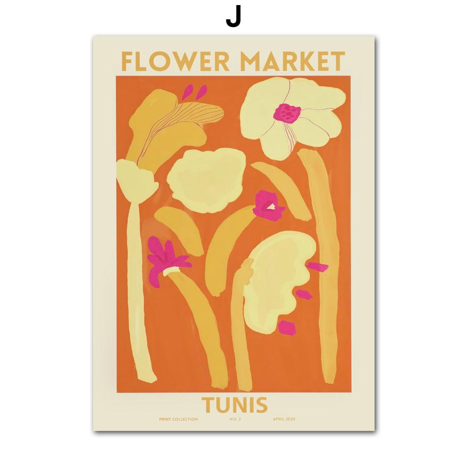 Retro Flower Market Abstract Peony Pansy Anemone Wall Art Canvas Painting Nordic Posters Prints Pictures For Linving Room Decor