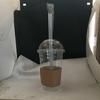 20 Sets 16/20/24OZ Clear Plastic Cups with Lids Straws Sleeve for Cold Drinks Juice Smoothie Coffee Huge Disposable Cups 1L