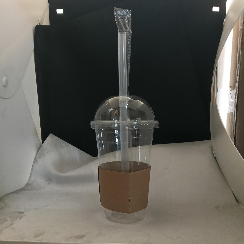20 Sets 16/20/24OZ Clear Plastic Cups with Lids Straws Sleeve for Cold Drinks Juice Smoothie Coffee Huge Disposable Cups 1L