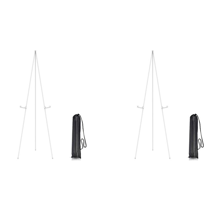 2X White Easel Stand For Display Wedding Sign & Poster-63Intall Easels For Display Holder-Collapsable Poster Easel